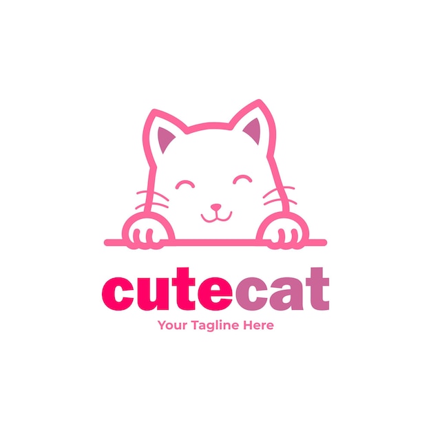 Modello di progettazione del logo di un gatto carino vettoriale