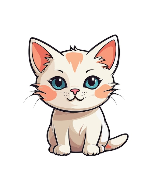 터: 사랑의 표지판을 가진 귀여운 고양이 동물 자연 개념 고립된 평평한 카트