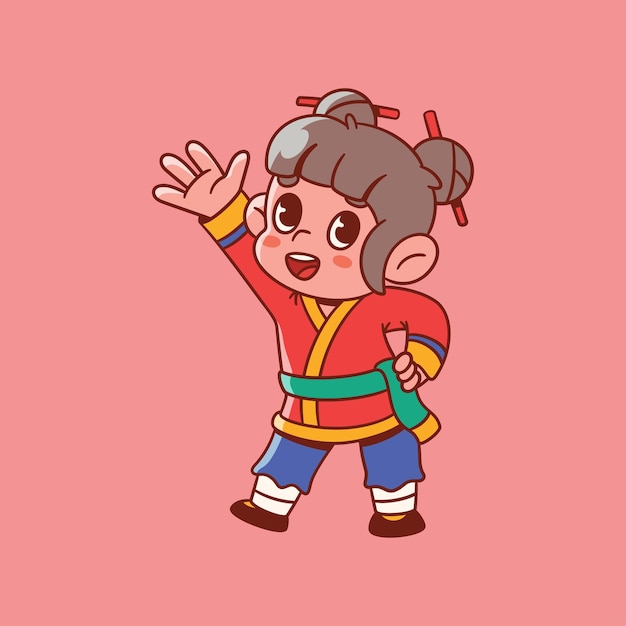 Vector vector cute chinese girl cartoon icon illustration