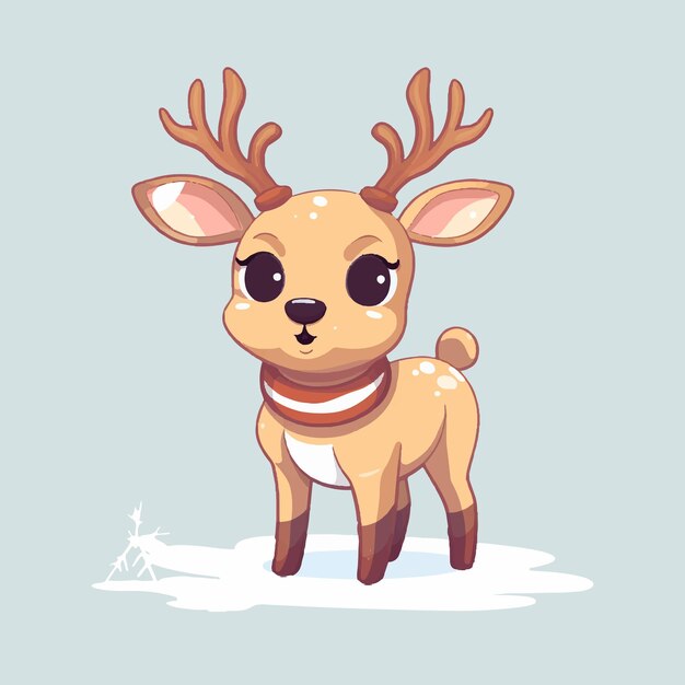 Vector vector cute christmas deer winter simple flat design character illustration