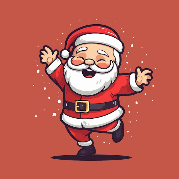 Vector cute christmas santa claus dance happy simple flat design character illustration