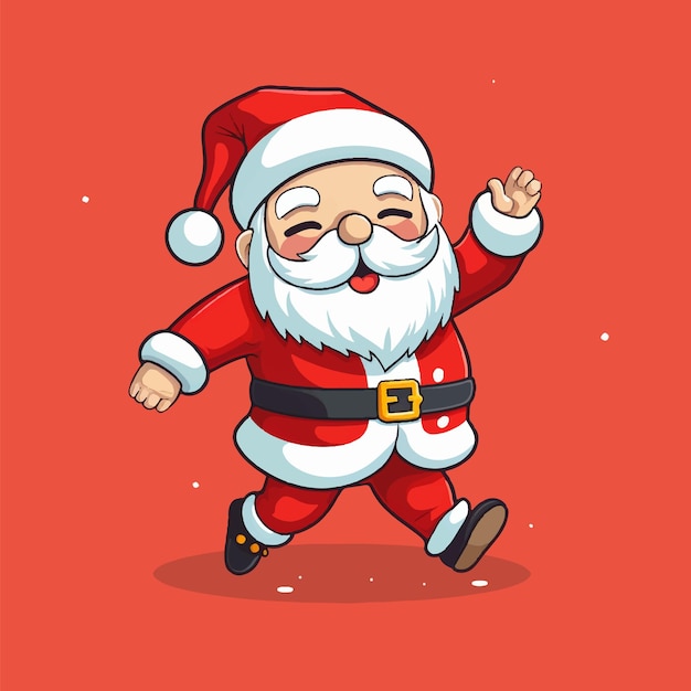 Vector vector cute christmas santa claus dance pose simple flat design character illustration