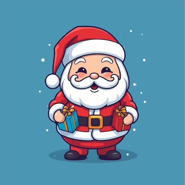 Vector vector cute christmas santa claus gifts simple flat design character illustration