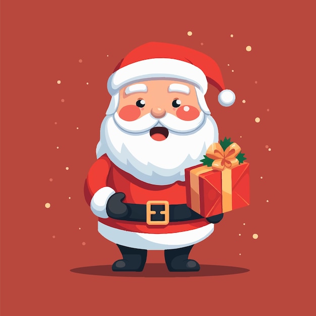 ベクトルかわいいクリスマス サンタ クロース ギフト シンプルなフラット デザイン キャラクター イラスト
