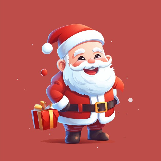 Vector vector cute christmas santa claus gifts simple flat design character illustration