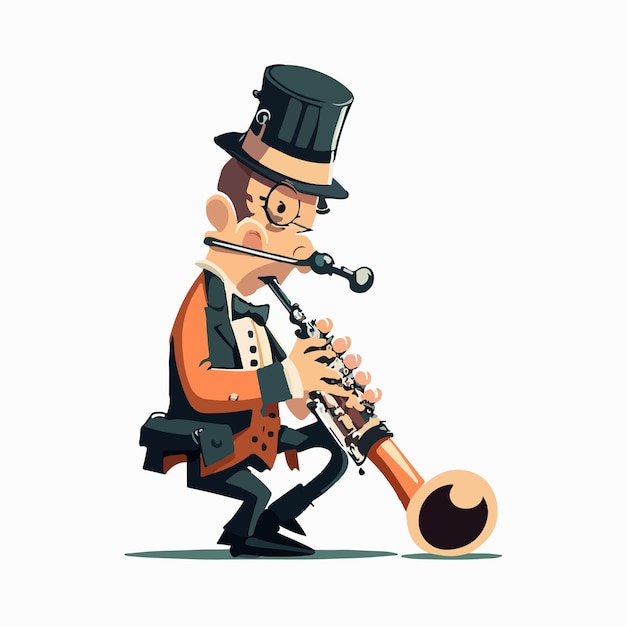 Vector cute clarinet cartoon style