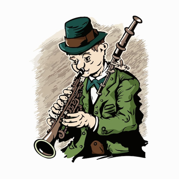 Vector cute clarinet cartoon style