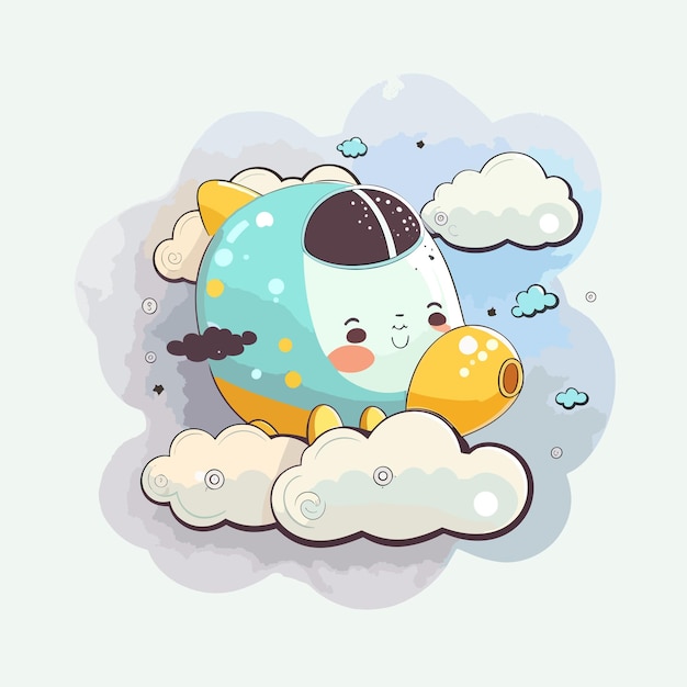 Vector cute cloud cartoon style