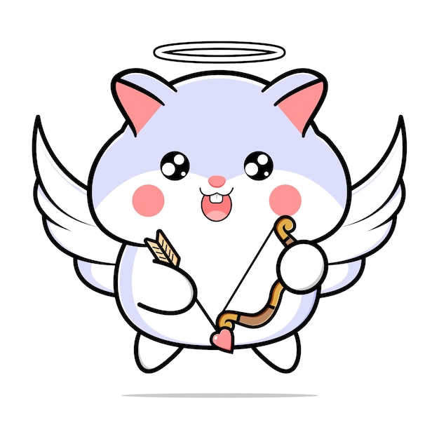 vector of cute cupid hamster with wings bow and arrow