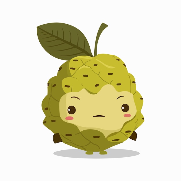 Vector cute custard apple cartoon style