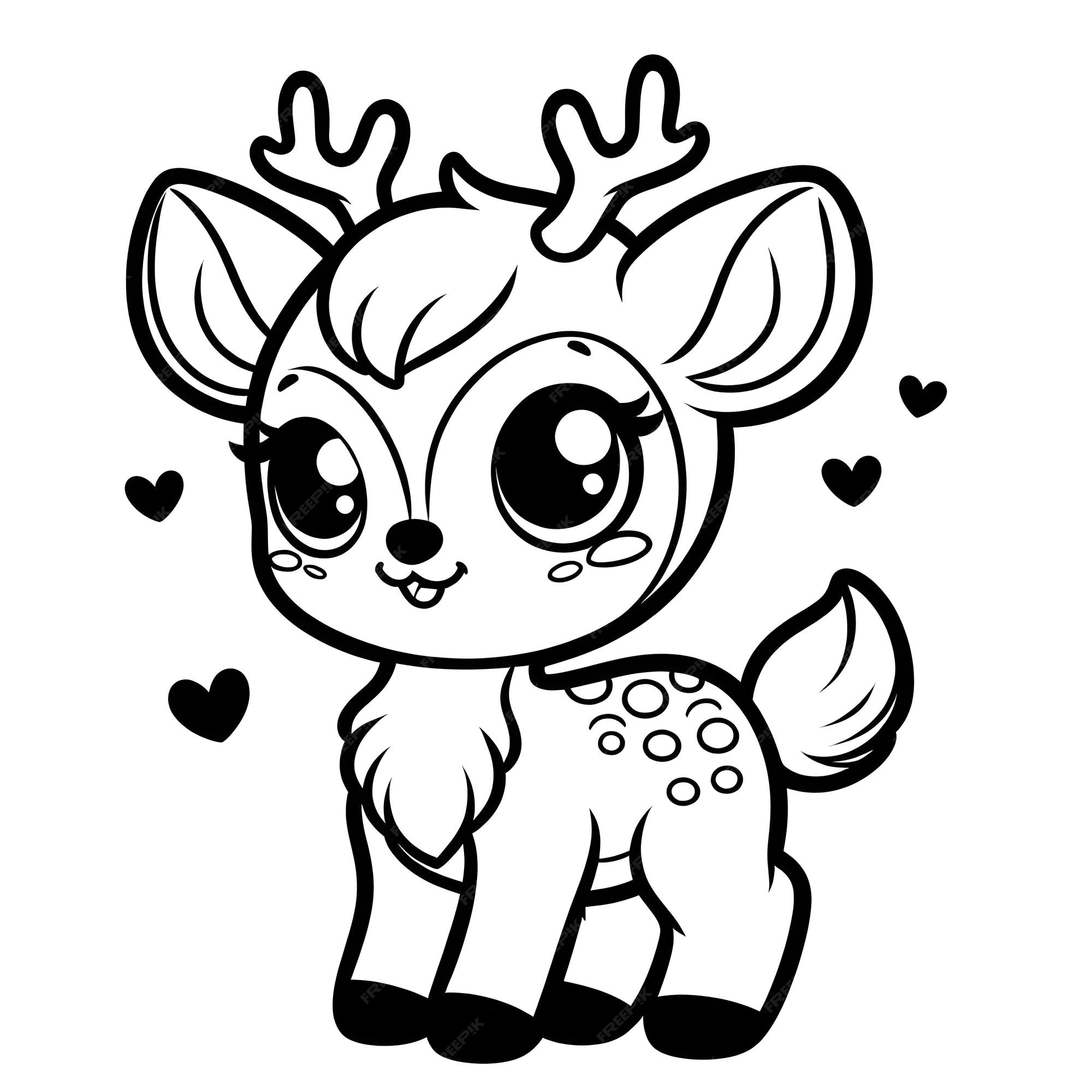 Premium Vector Vector Cute Deer Coloring Page illustration