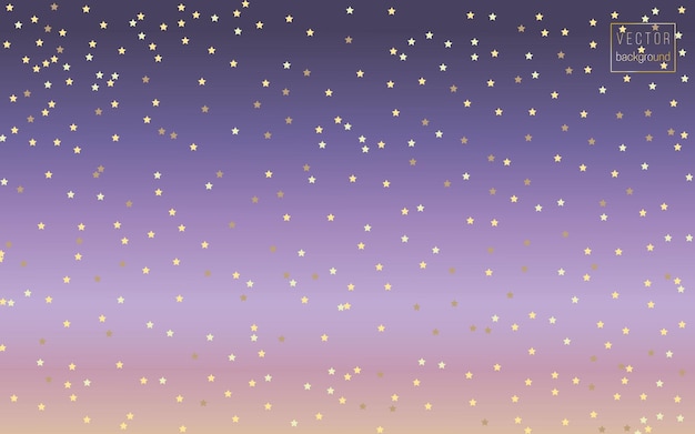 Vector vector cute delicate gradient background for website postcard cover banner sky with gold stars