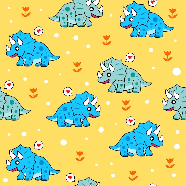 vector cute dinosaur cartoon seamless pattern design