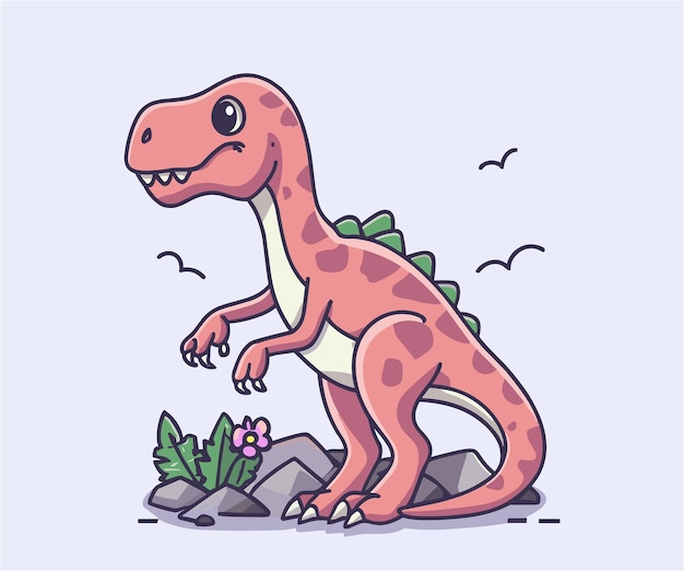 vector cute dinosaur illustration cartoon flat isolated