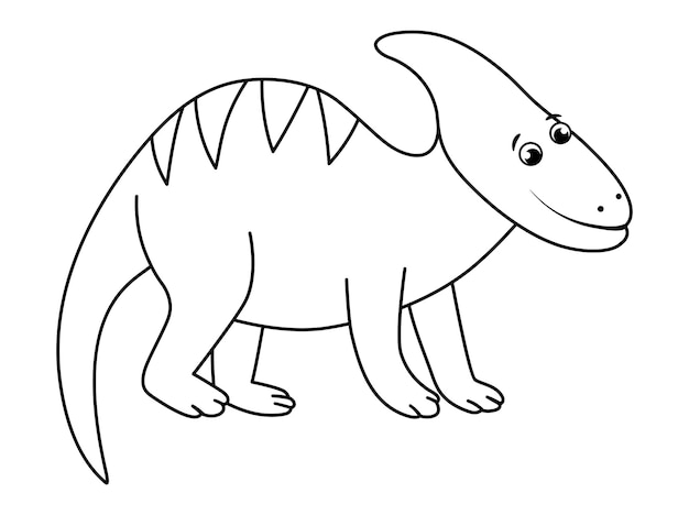 Vector vector cute dinosaur line icon isolated on white background funny black and white dino character cute prehistoric reptile outline illustration parasaurolophus coloring page