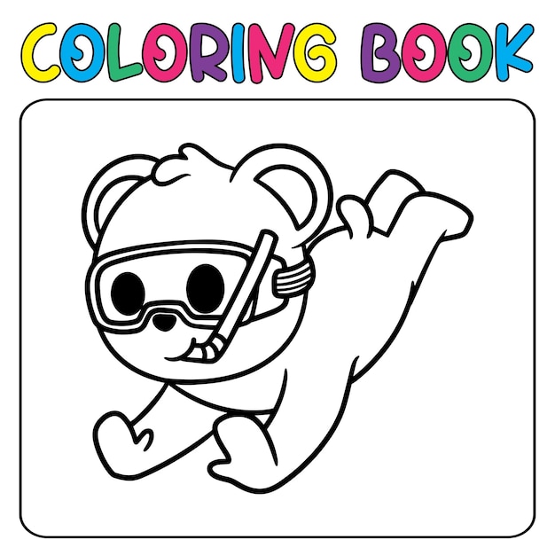 children039s 색칠 페이지 벡터 아이콘 그림을 위한 벡터 귀여운 다이빙 팬더
