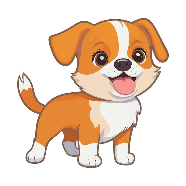 白い背景のベクトルかわいい犬の漫画ベクトル