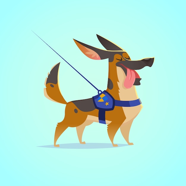 Vector vector cute dog character illustration. cartoon style. happy german shepherd puppy with tongue out. pet.