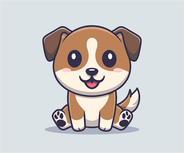 vector cute dog illustration cartoon flat isolated