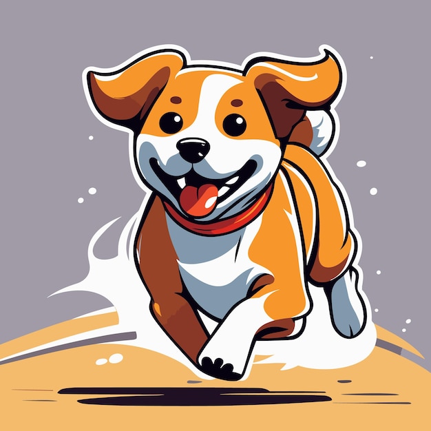 Vector cute dog running icon illustration puppy dog mascot cartoon character