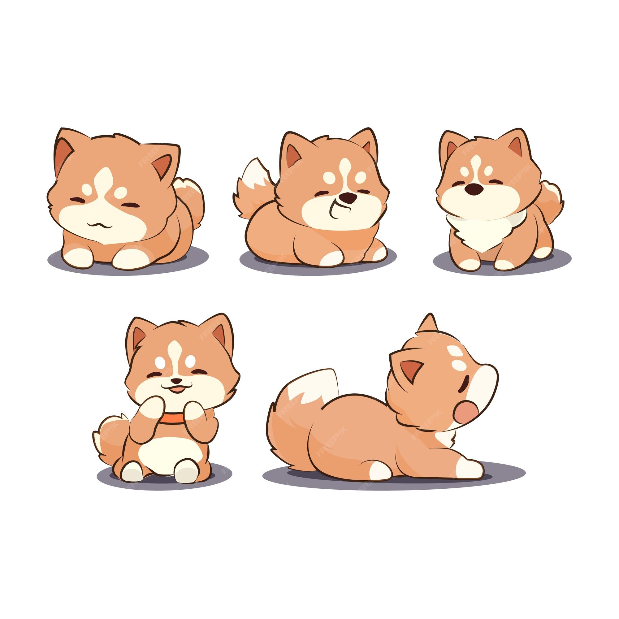 Shiba Inu Anime Kawaii Dogs Cartoon Shibainu Puppy Sticker Bark Japan Manga  Dog Activities Fur Pet Poses Standing Sitting Sleeping Stretch Set  Ingenious Vector Illustration Stock Illustration - Download Image Now -  iStock