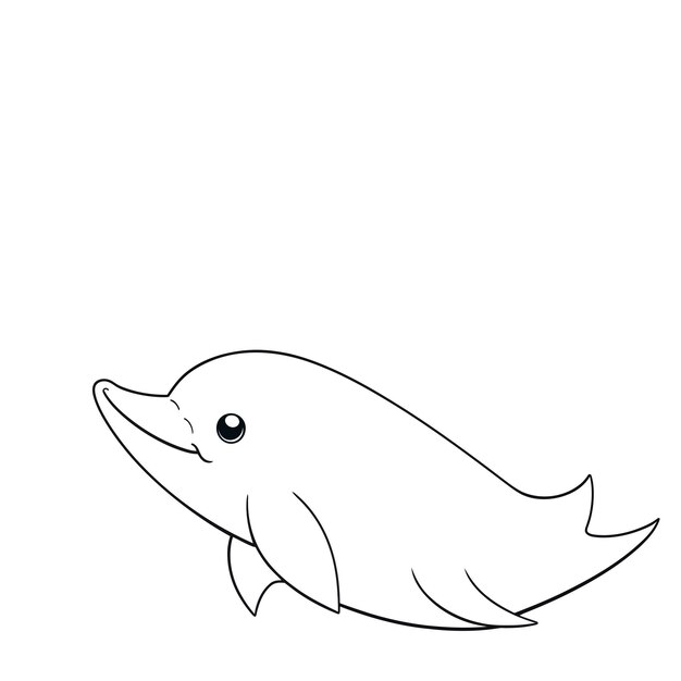 A vector of a cute Dolphin in black and white coloring transparent white background