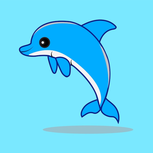 vector cute dolphin cartoon illustration icon