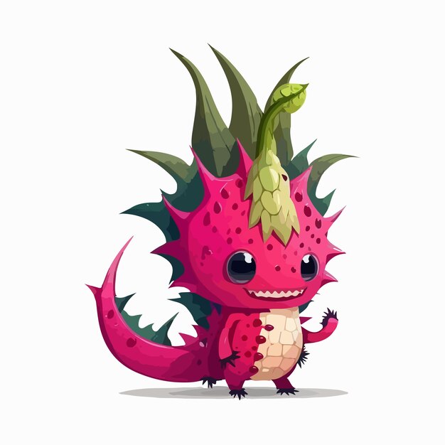 Vector cute dragon fruit cartoon style