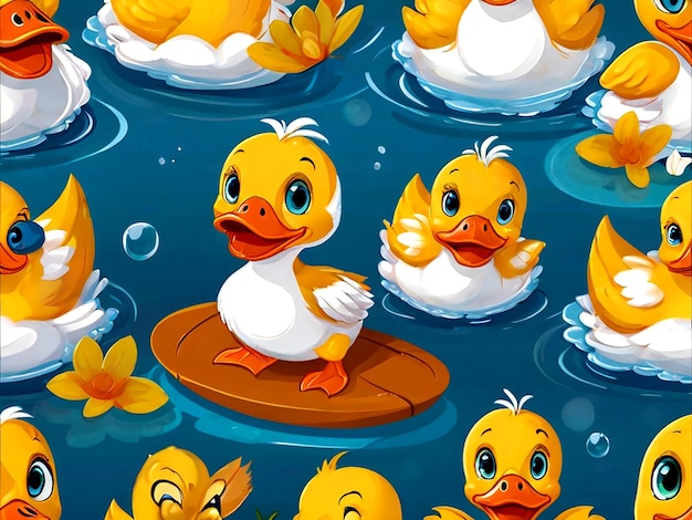 Vector cute duck cartoon isolated