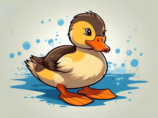 Vector cute duck cartoon isolated