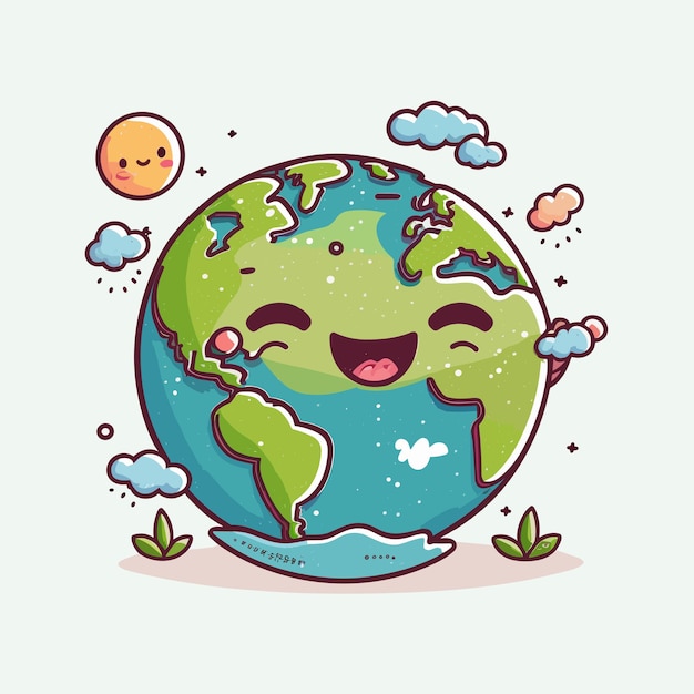 Vector cute earth cartoon style