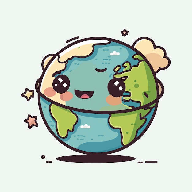 Vector vector cute earth cartoon style