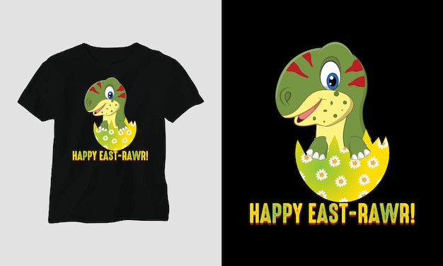 Vector cute easter day tshirt design with bunny eggs