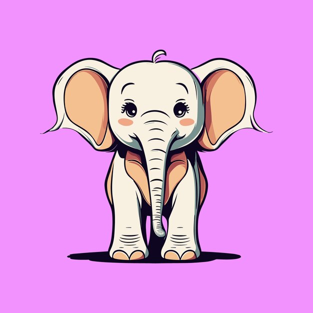 Vector cute elephant icon illustration