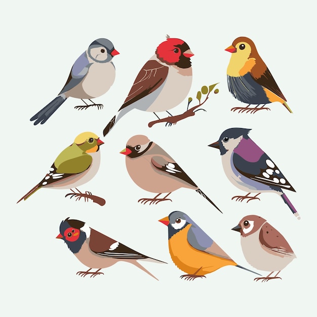 vector cute finches cartoon style