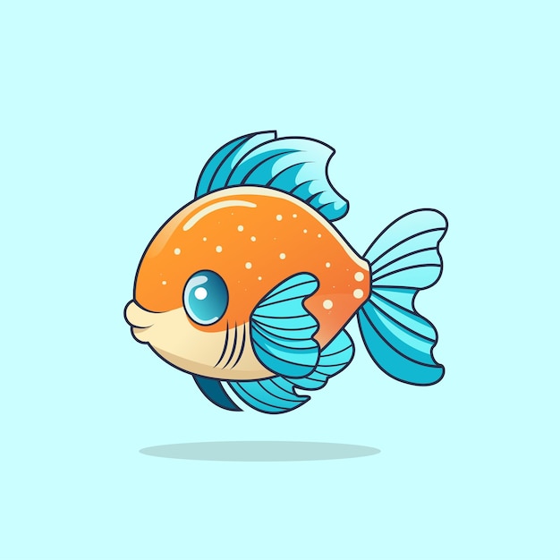 Vector cute fish in cartoon flat vector illustration