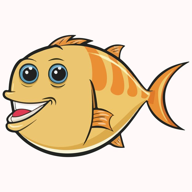 Векторная милая рыба морских животных мультфильм.