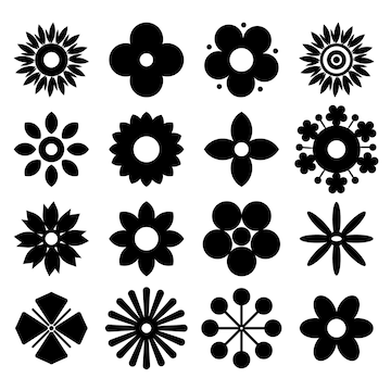 Premium Vector | Vector cute flower black and white