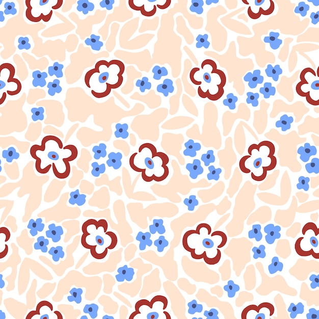 Vector cute flower illustration seamless repeat pattern digital artwork