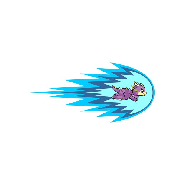 vector cute flying dragon fire