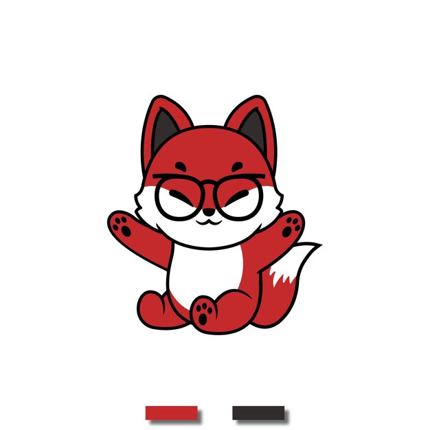 Vector vector cute fox using dark glasses cartoon illustration