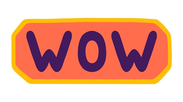 Vector cute funny WOW patch or sticker in 90s style Trendy kidcore designs