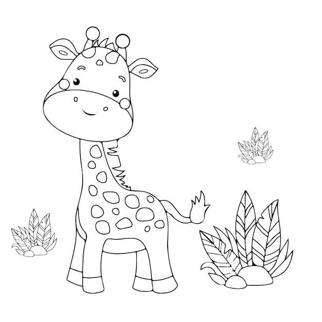 Vector a vector of a cute giraffe in black