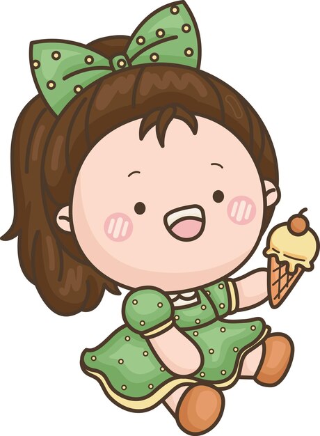 Vector a vector of a cute girl eating ice cream