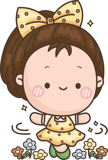 꽃집에 있는 귀여운 소녀의 터