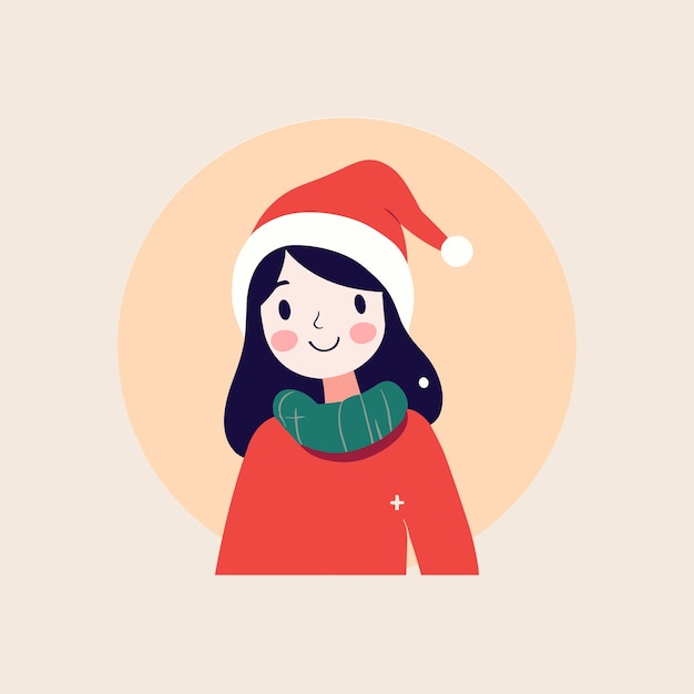 Vector cute girl in santa claus costume laugh illustration