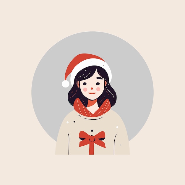 Vector cute girl in santa claus costume laugh illustration