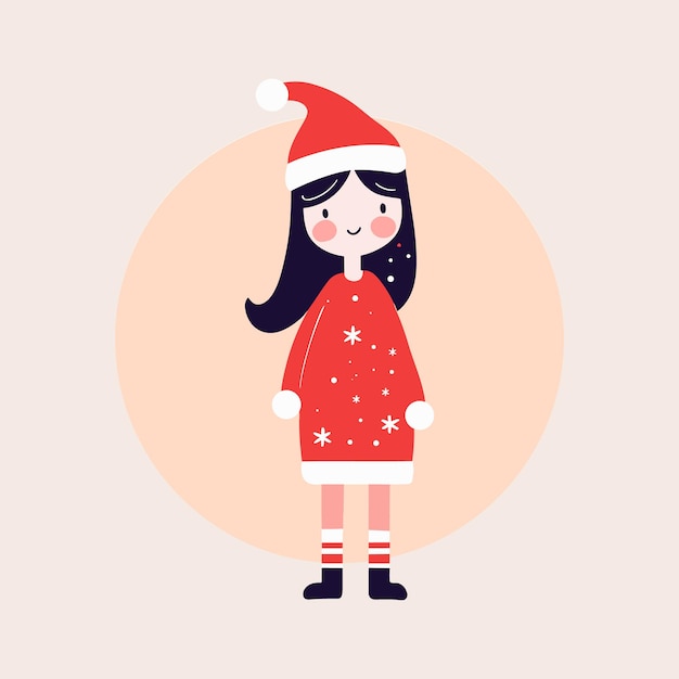 Vector vector cute girl in santa claus costume laugh illustration