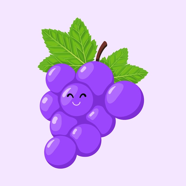 Vettore vector cute grape cartoon illustrazione disegnata a mano