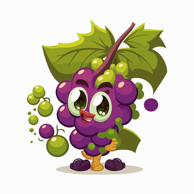 Vector cute grape cartoon style